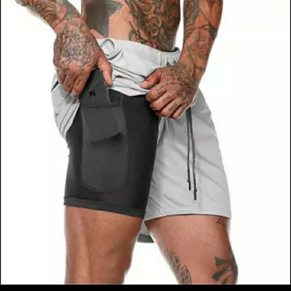 2 in 1 Men's Running Shorts,gym shorts.